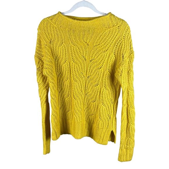 J. Crew Mock Neck Fisherman Cable Knit Lightweight Alpaca Wool Sweater Top XS - Picture 5 of 14